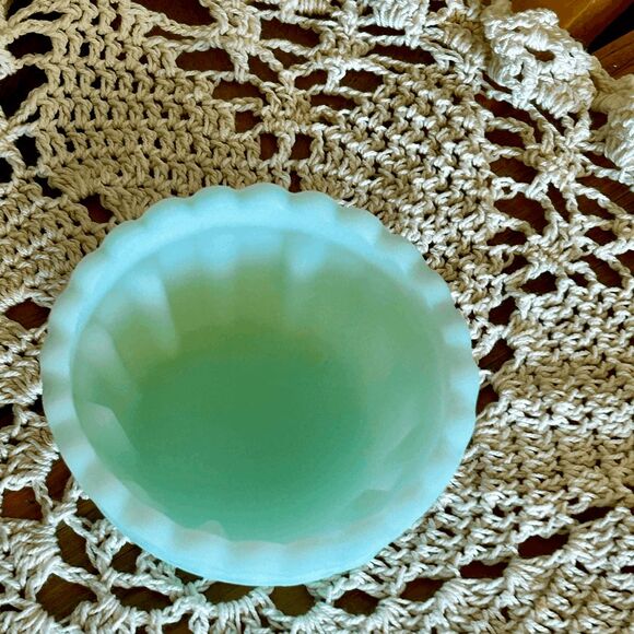 Vintage Fenton Fairy Lamp Hand Painted Blue Rose Satin Artist Signed - Picture 5 of 5